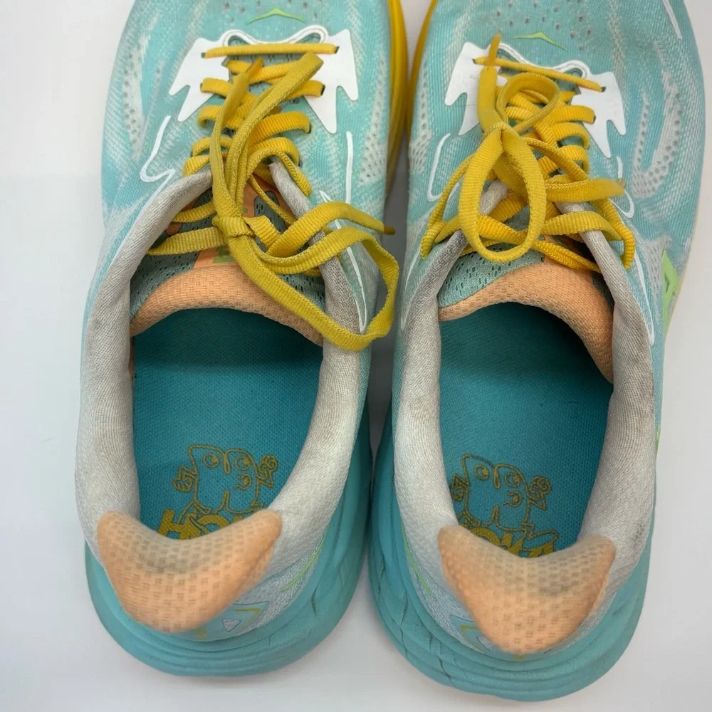 Hoka One One Clifton 10 Shoes Mens Size 11.5 D Blue Spark White Running Sneaker
